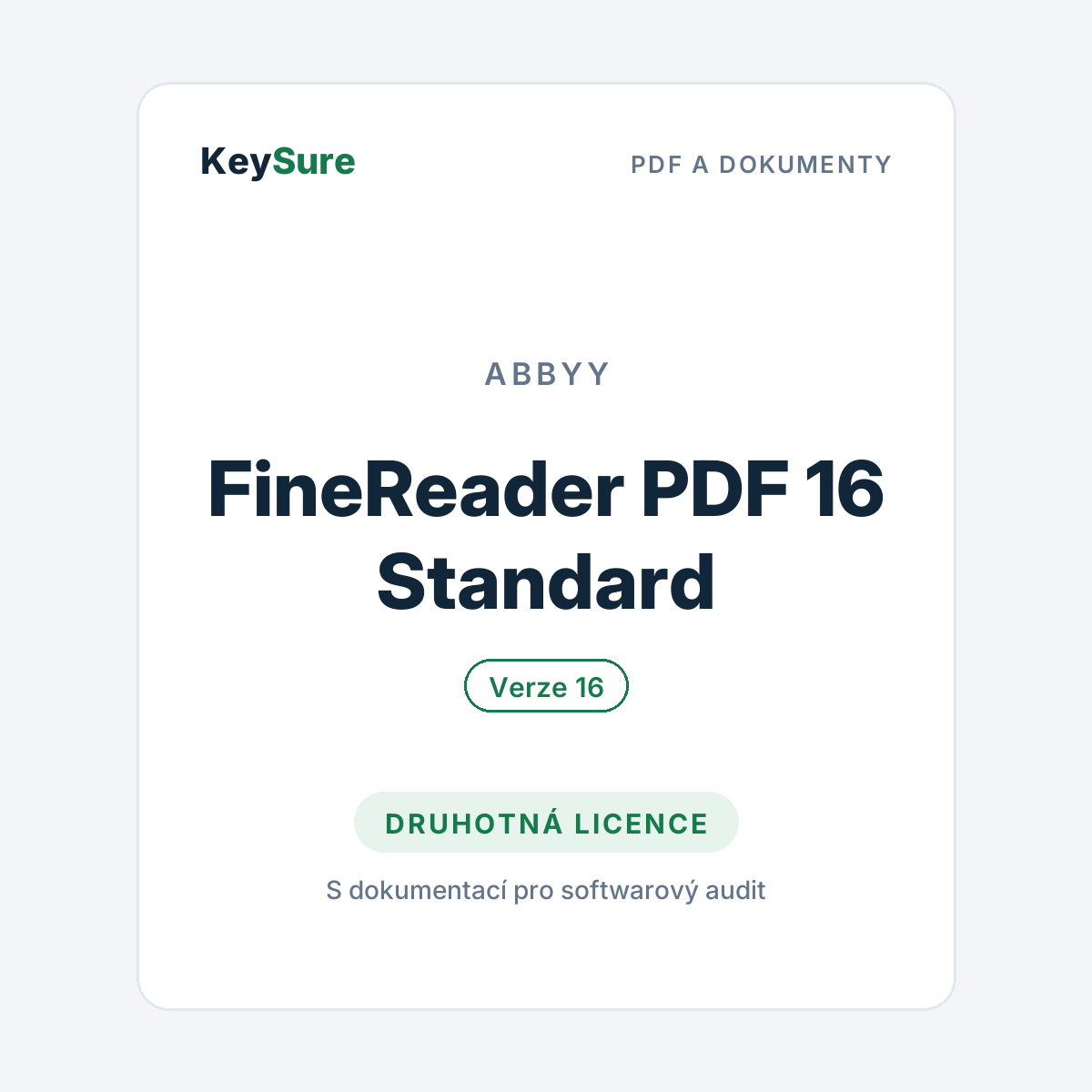 ABBYY FineReader PDF 16 Standard – druhotná licence KeySure