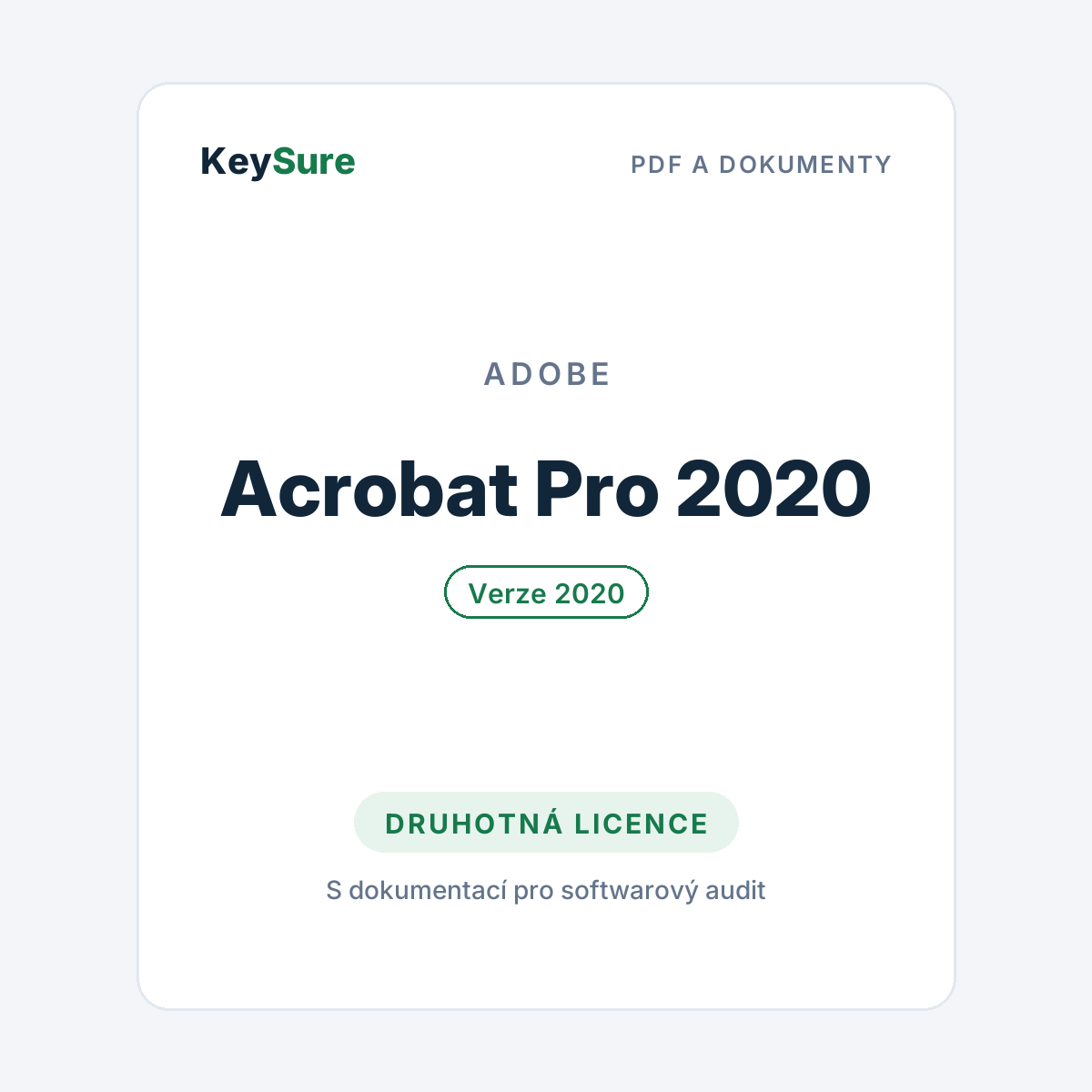 Adobe Acrobat Pro 2020 – druhotná licence KeySure