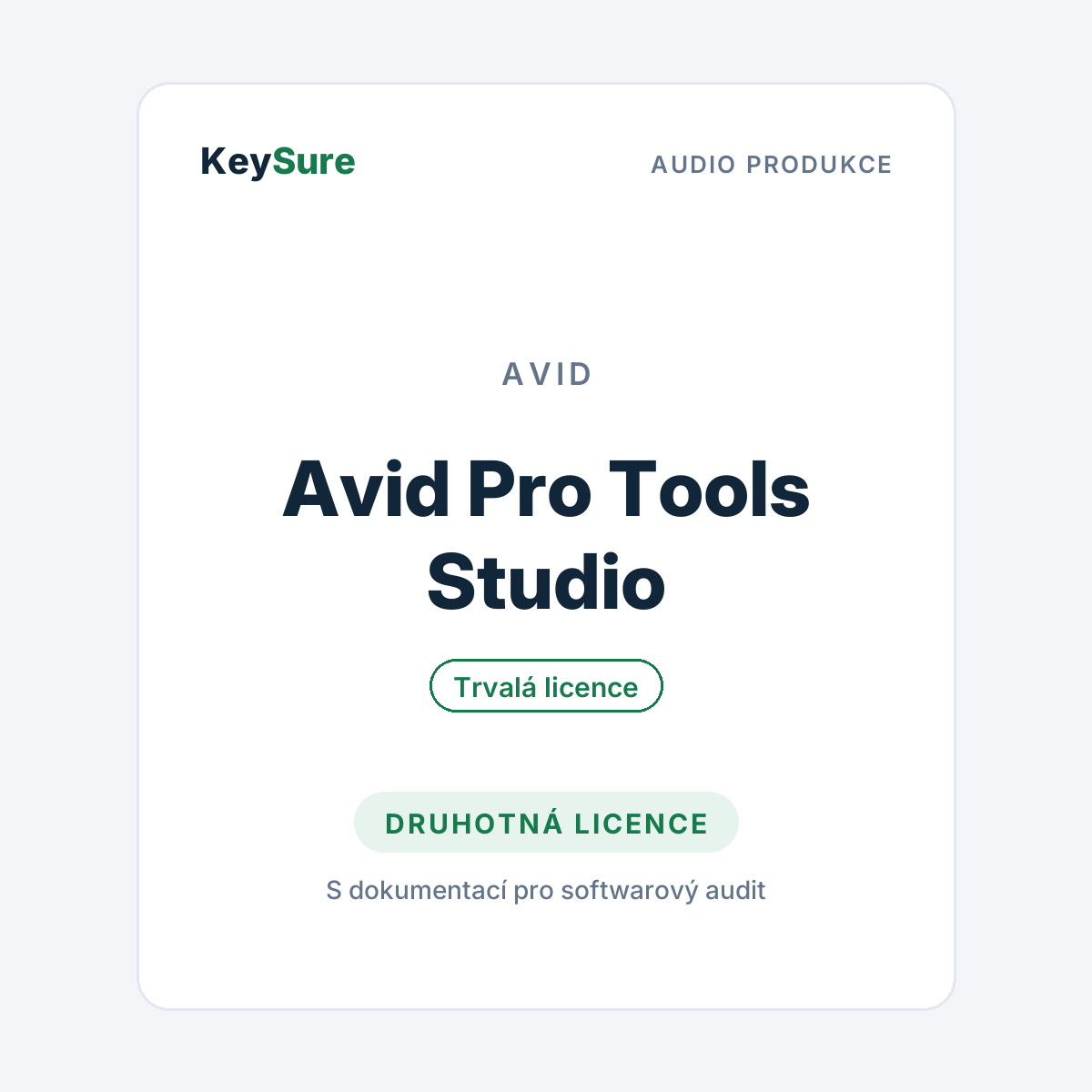 Avid Pro Tools Studio (trvalá licence) – druhotná licence KeySure
