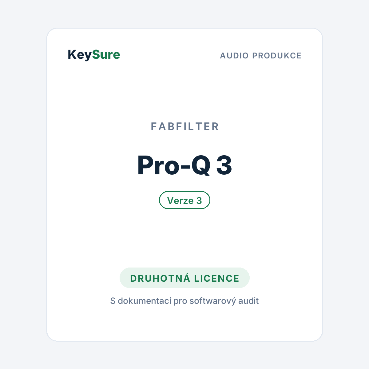 FabFilter Pro-Q 3 – druhotná licence KeySure