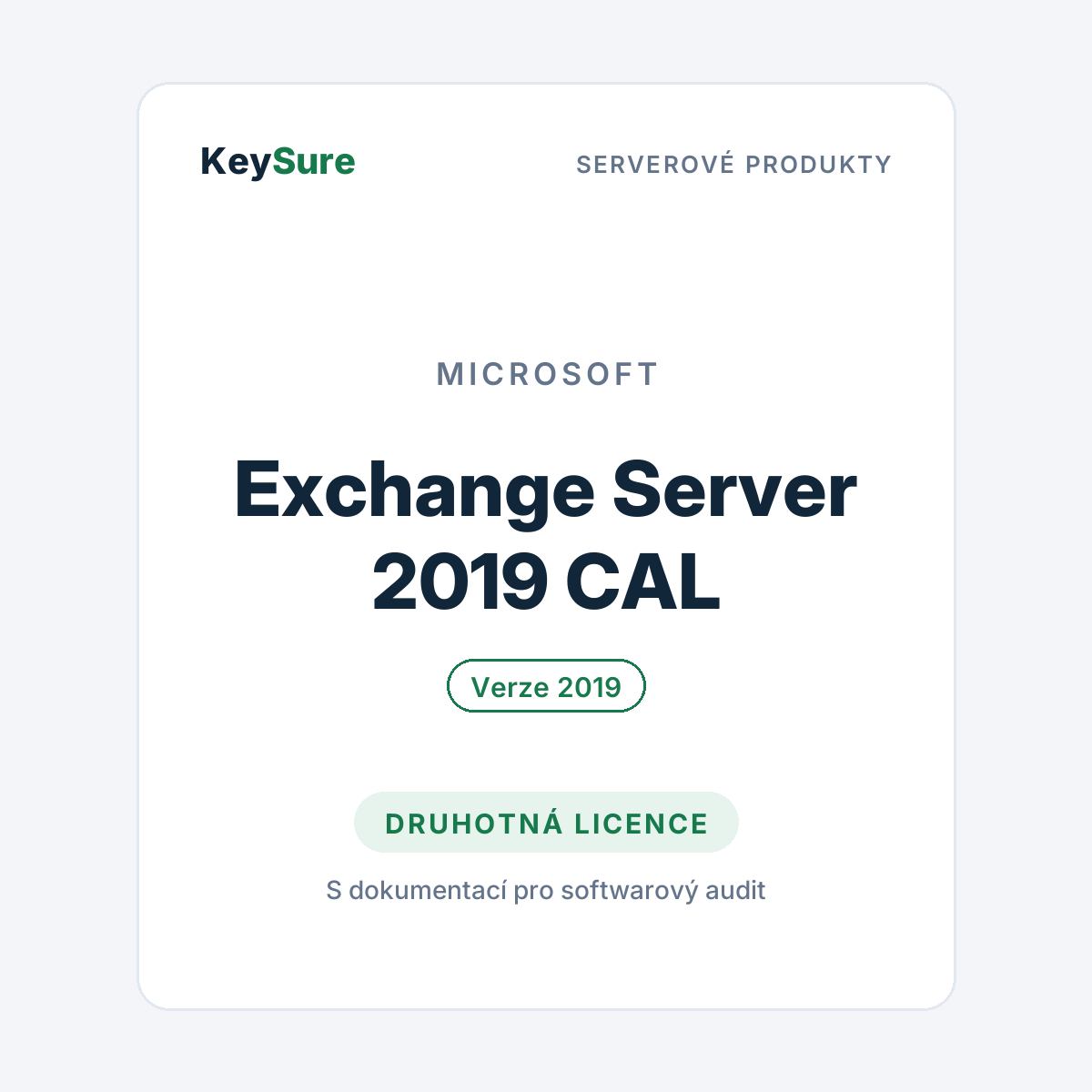 Microsoft Exchange Server 2019 CAL – druhotná licence KeySure