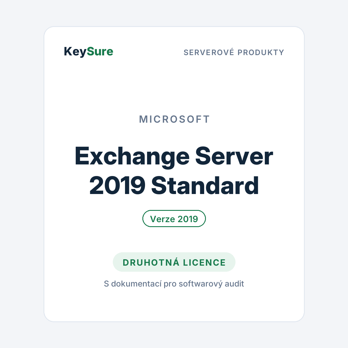 Microsoft Exchange Server 2019 Standard – druhotná licence KeySure