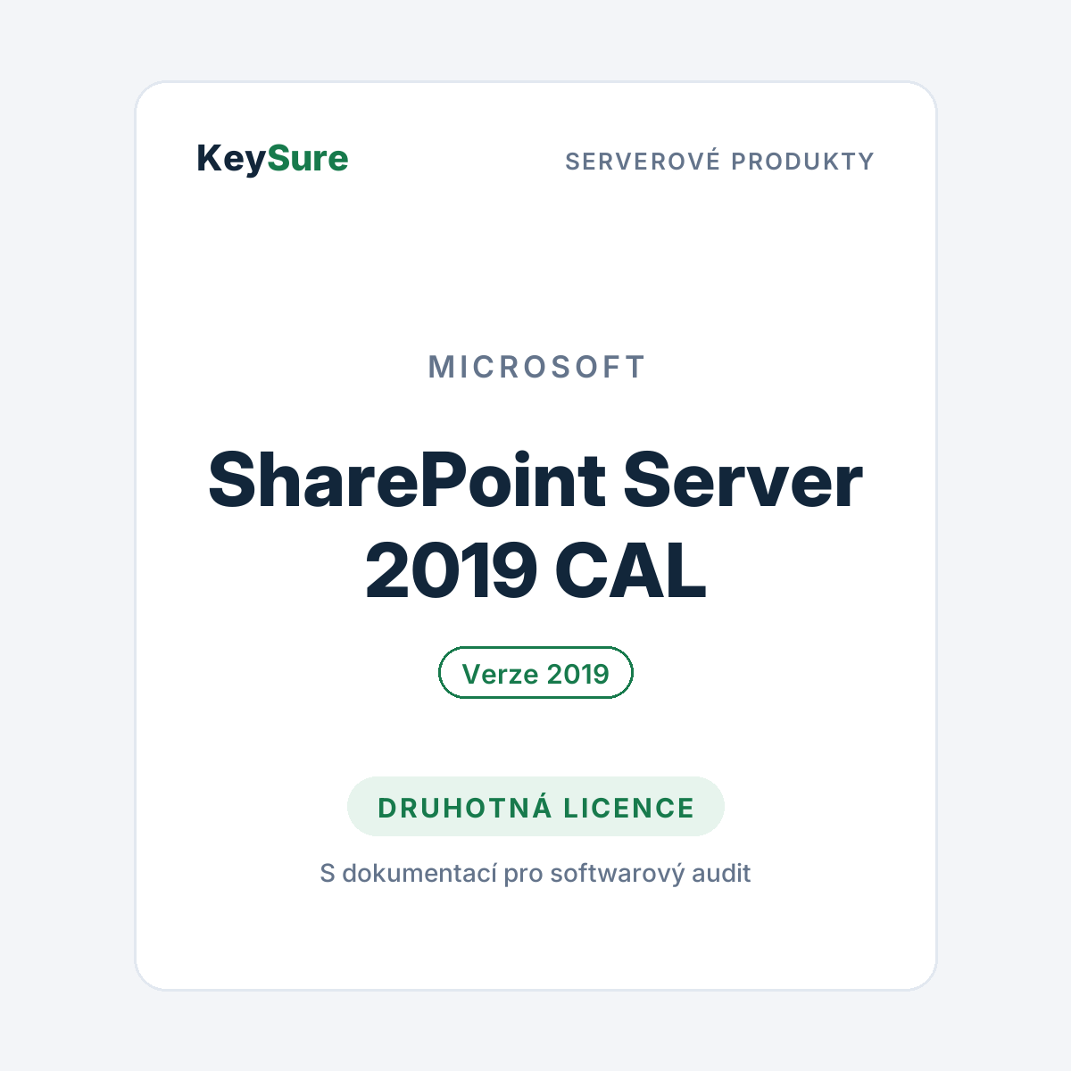 Microsoft SharePoint Server 2019 CAL – druhotná licence KeySure