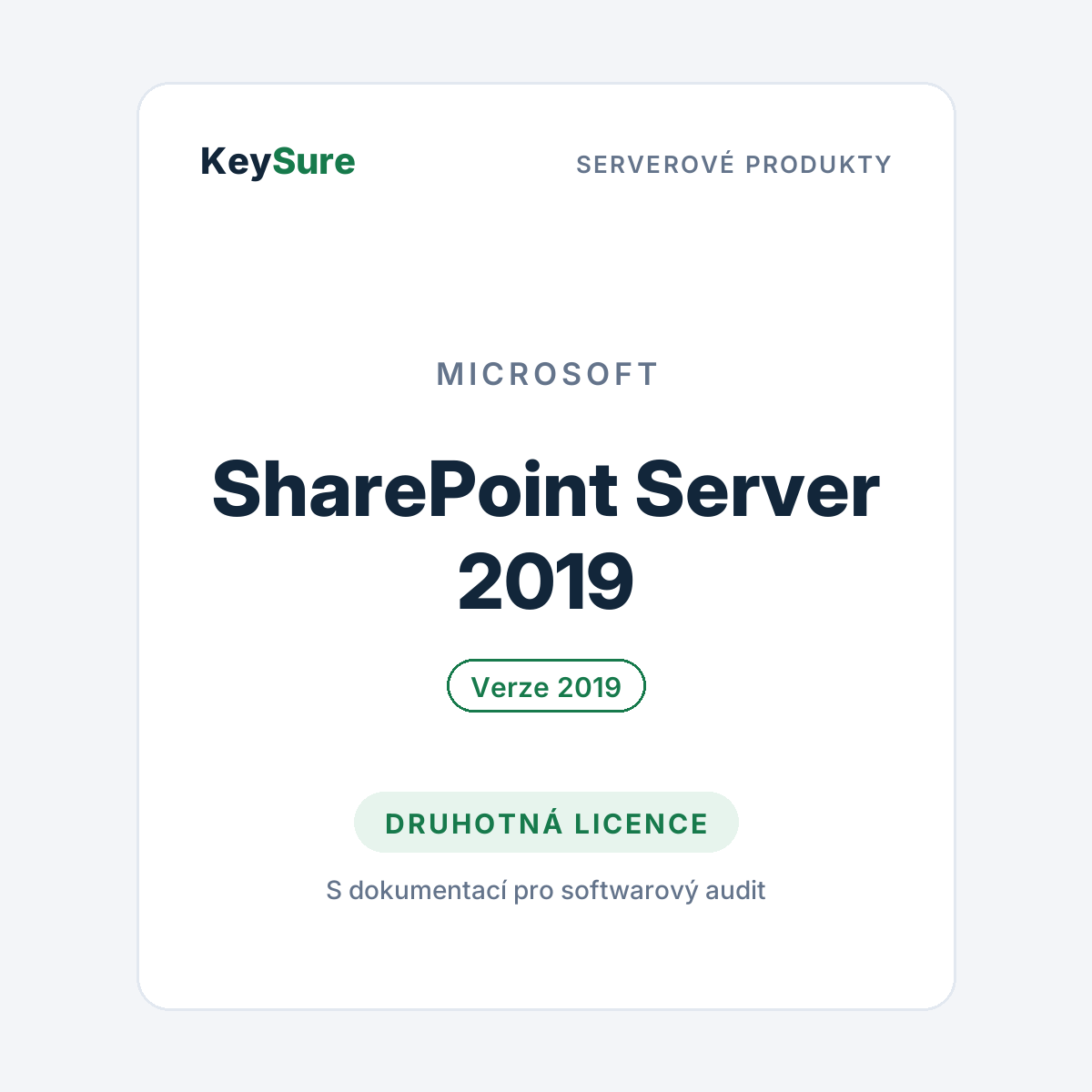 Microsoft SharePoint Server 2019 – druhotná licence KeySure