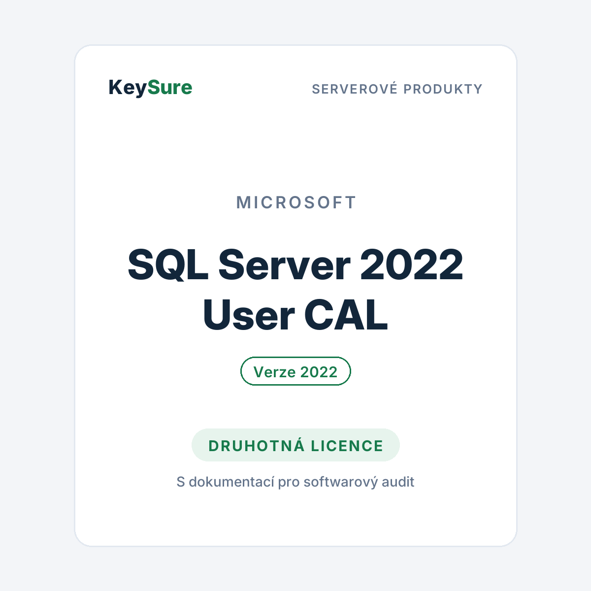 Microsoft SQL Server 2022 User CAL – druhotná licence KeySure