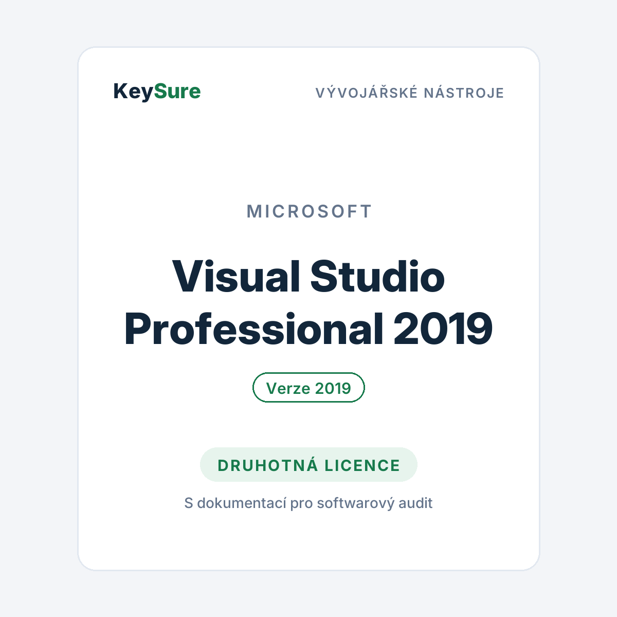 Microsoft Visual Studio Professional 2019 – druhotná licence KeySure