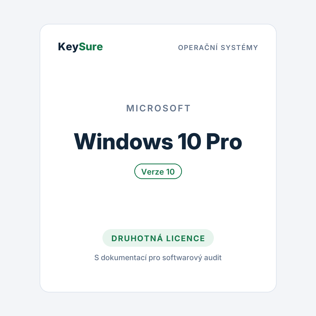 Microsoft Windows 10 Pro – druhotná licence KeySure