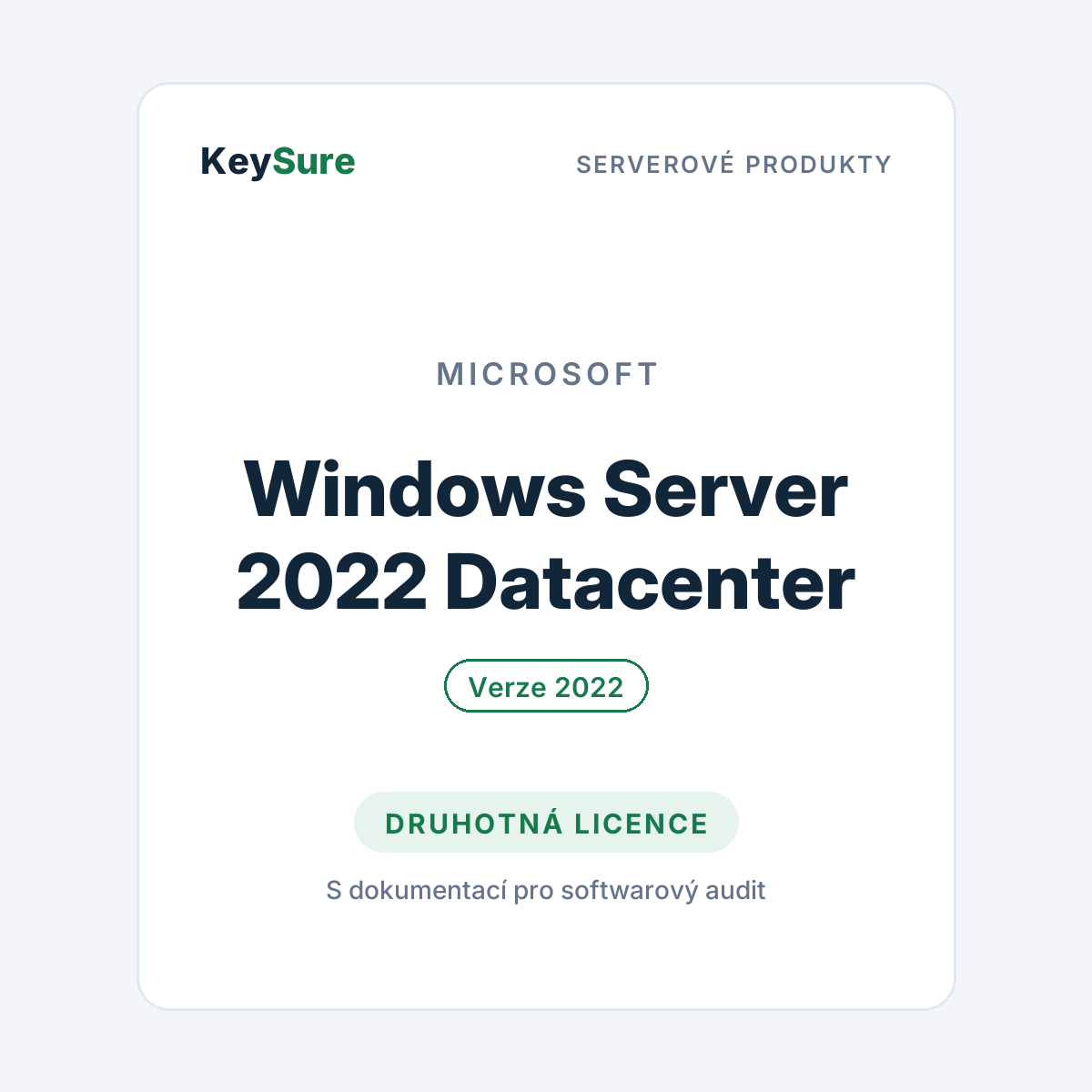 Microsoft Windows Server 2022 Datacenter – druhotná licence KeySure