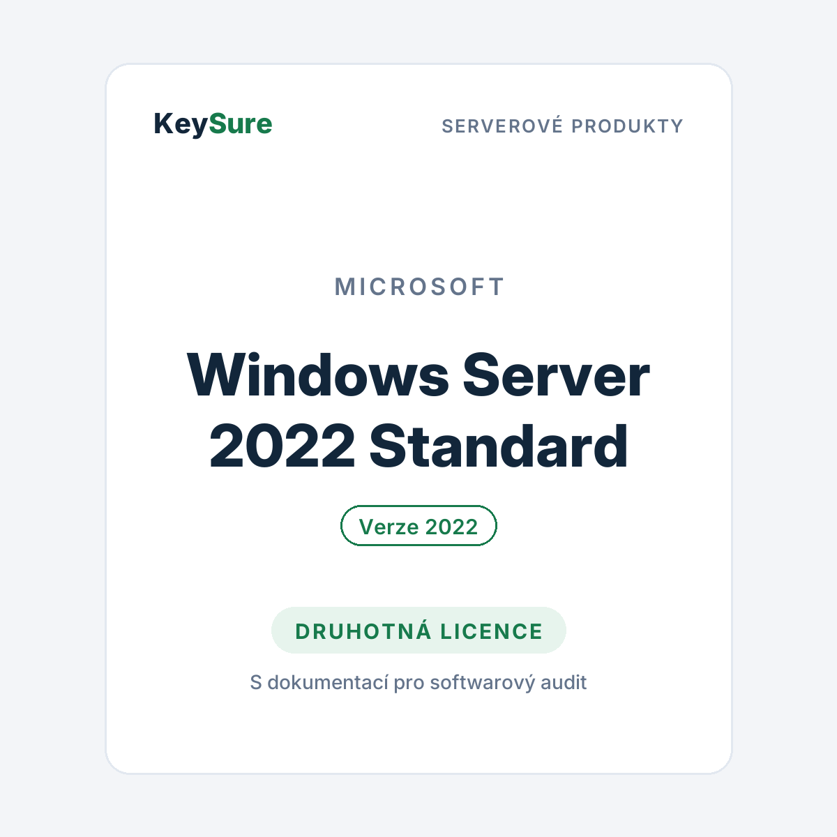 Microsoft Windows Server 2022 Standard – druhotná licence KeySure