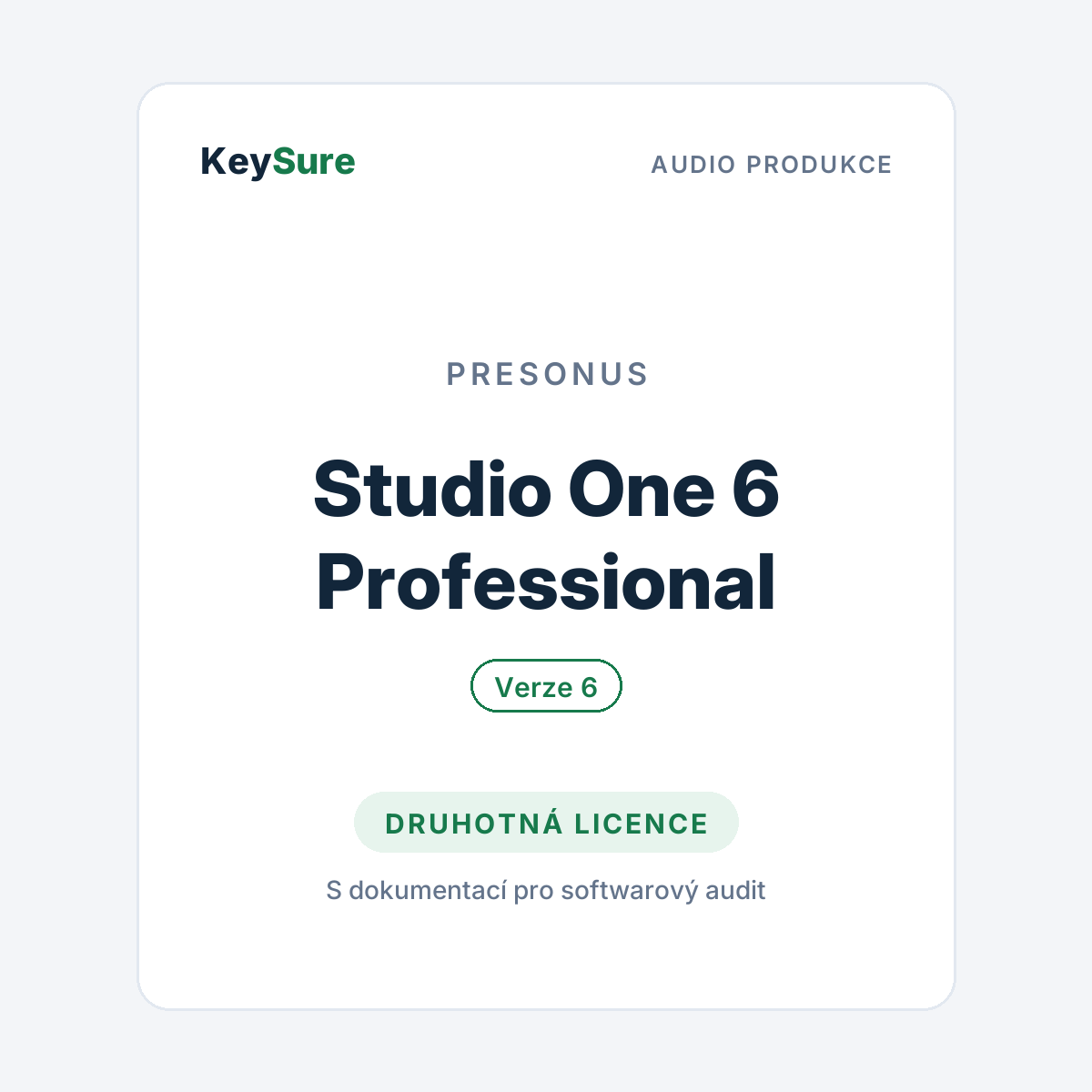 PreSonus Studio One 6 Professional – druhotná licence KeySure