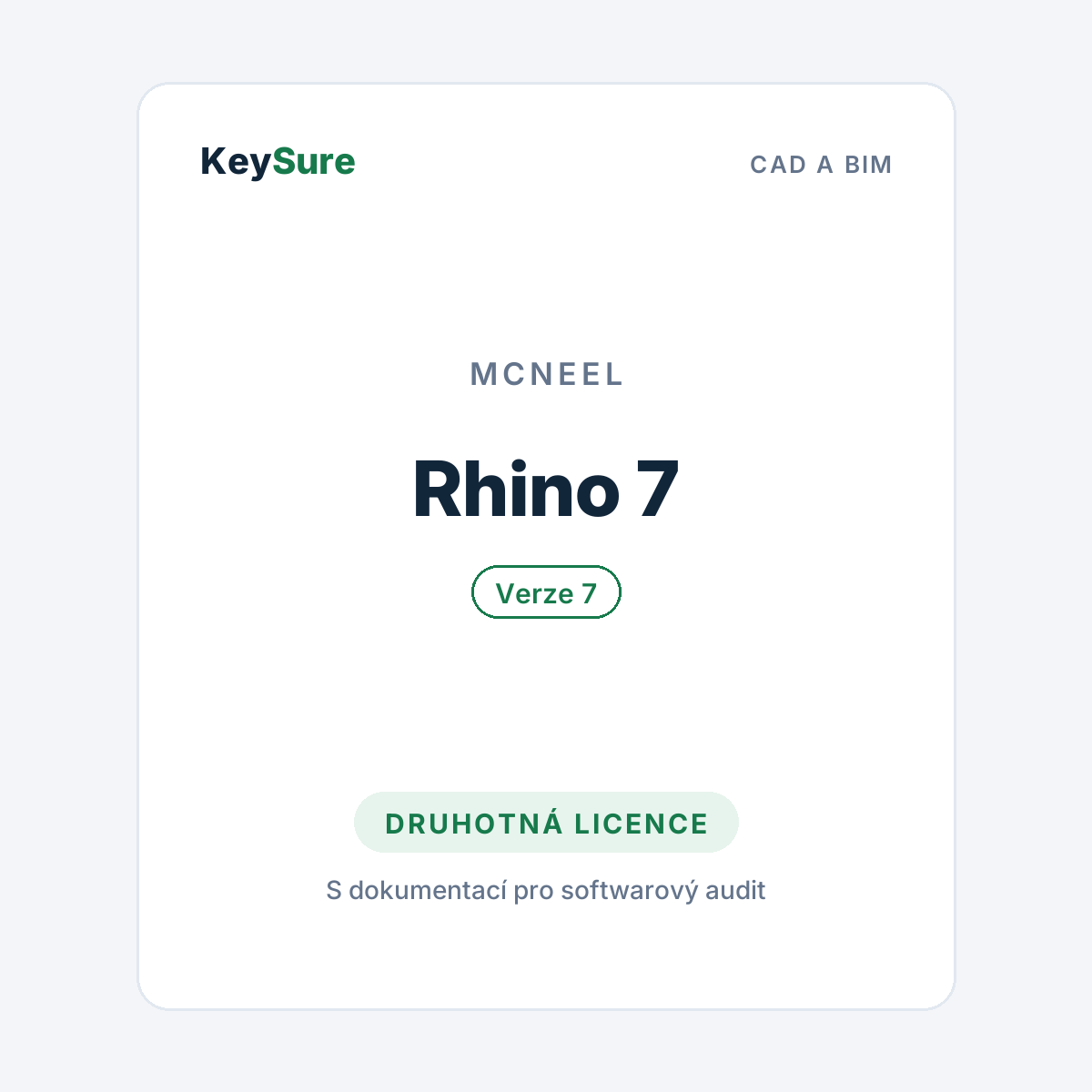 Rhino 7 – druhotná licence KeySure
