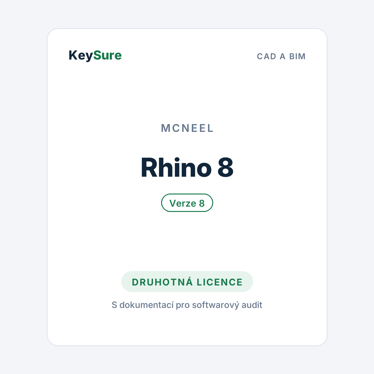Rhino 8 – druhotná licence KeySure