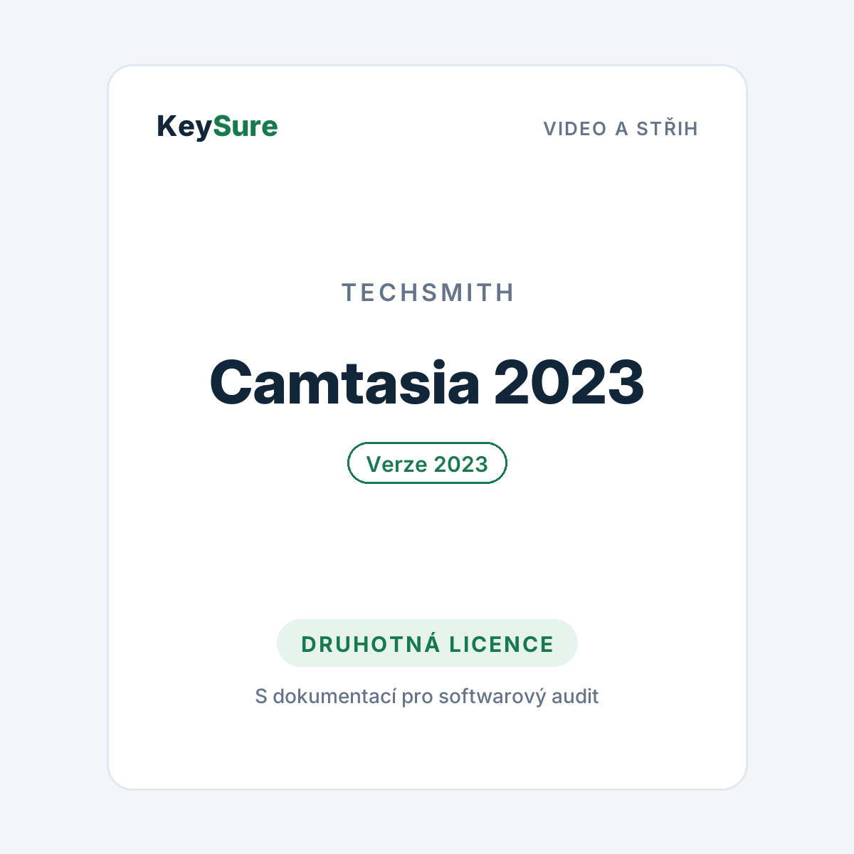 TechSmith Camtasia 2023 – druhotná licence KeySure