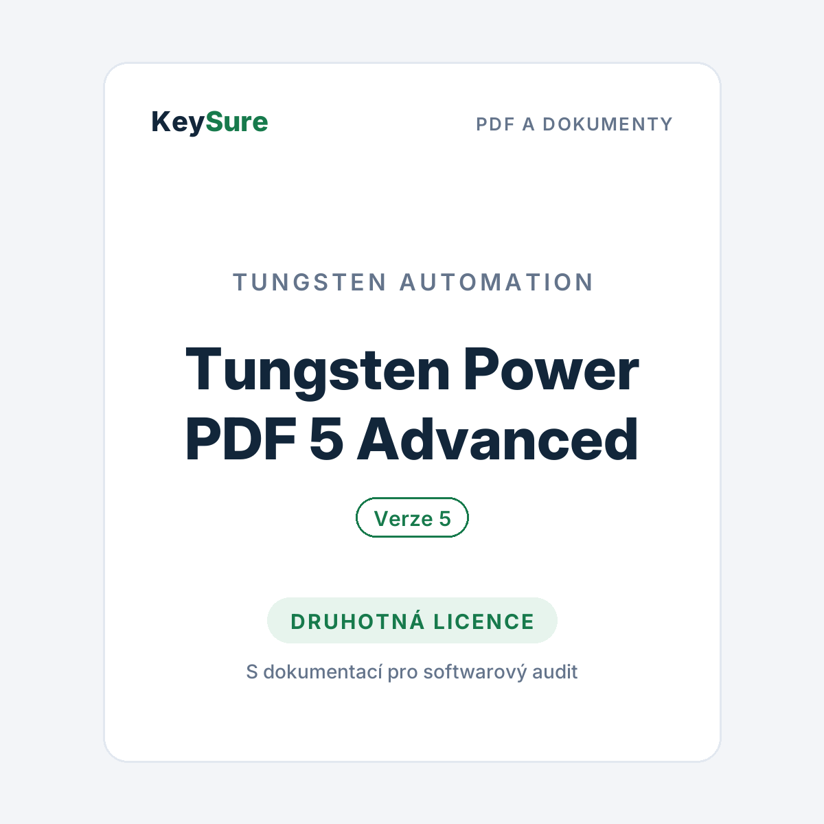 Tungsten Power PDF 5 Advanced – druhotná licence KeySure